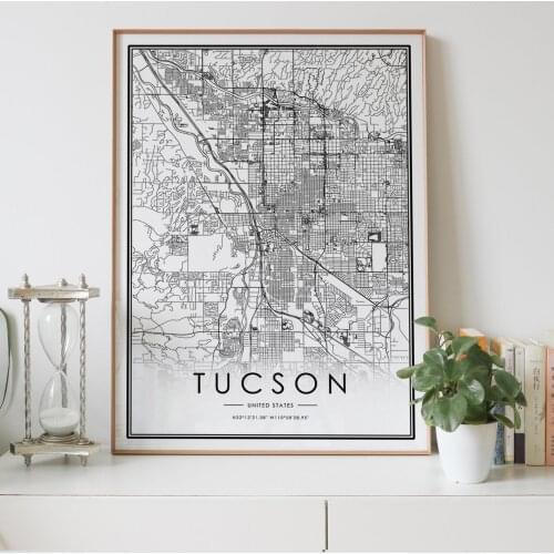 TUCSON city map Nordic Living Room Decoration Canvas Poster Modern Home Decor Art Print Painting