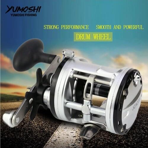 YUMOSHI 12 + 1 Ball Bearings High Speed Cast Drum Fishing Reel Lure Tackle Trolling Boat Saltwater Right Hands Round Reel JCA