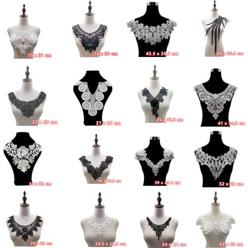 1Pcs White Black Neckline Lace Fabric Apparel DIY Handmade Sewing On Applique Home Womens Clothing Fashion Accessories