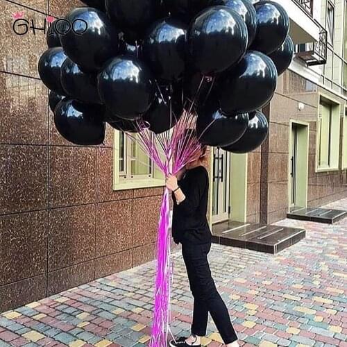 GIHOO All Size 5/10/12/18inch Black Latex Balloon Pearly Matte Globs For Black Theme Birthday Wedding Party Decoration