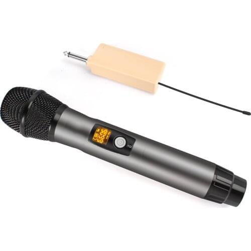 Portable UHF Wireless Microphone System 262ft Range 1/4" Plug Battery Operated Cordless Microphone for Karaoke Singing, Wedding