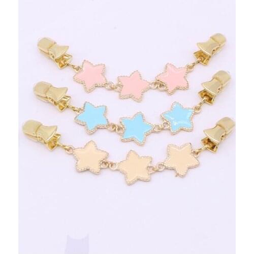 Korean fashion ladies lucky star double-sided clothing chain three-color wild series card holder sweater clip