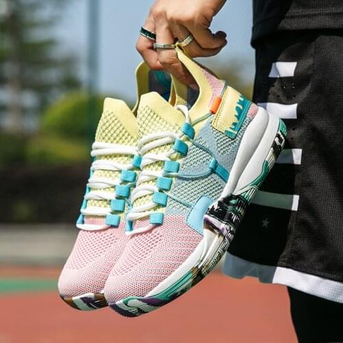 Men Breathable High Top Women Sneakers Basketball Professional Chunky Sports Shoes Fashion Rainbow High Quality Basketball Shoes