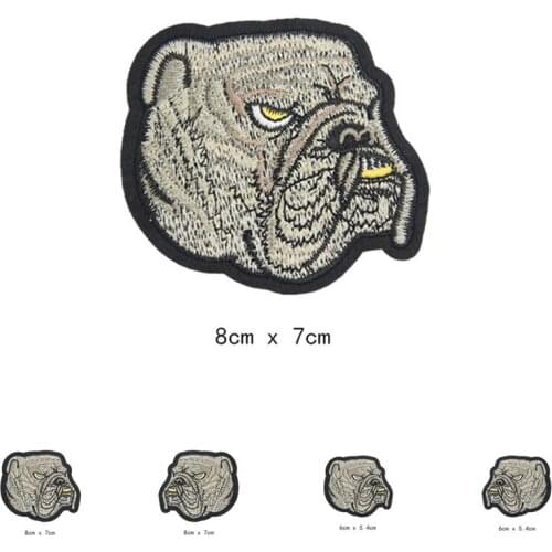 Sand dog Bulldog Patches Cap Bag Iron On Embroidered Appliques DIY Apparel Accessories Patch T-Shirt Clothing Fabric Badges B206