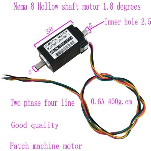Nema8 1.8° 0.6A 400g.cm 2-phase4-wire 20 Biaxial Stepper Motor Patch Machine Mounter Motor 20mm*38mm Hollow Shaft Stepping Motor