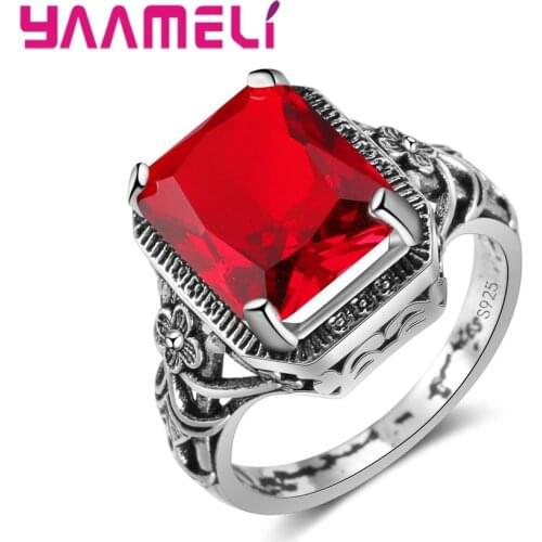 Latest New Fashion 925 Sterling Silver Bands Rings Big Square CZ Stones Decration Retro Women Jewelry Nice Gifts