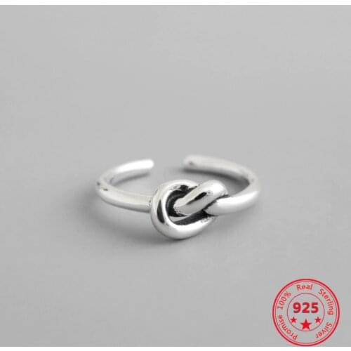 2018 New Listing S925 Sterling Silver Thai Silver Fashion Retro Personality Knotted Opening Ring