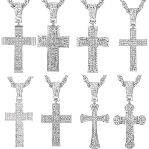 Classic Men Cross Pendant Necklace For Male Stainless Steel Necklace Statement Cruz Jewelry 24" Link Chain Men Cross Necklace