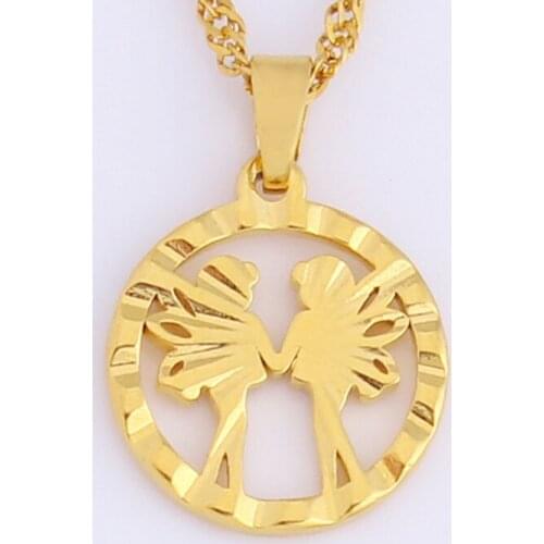 Elf Pattern Love Pendant Necklace Gold Couple Gift Jewelry Unisex High Quality Copper Jewelry