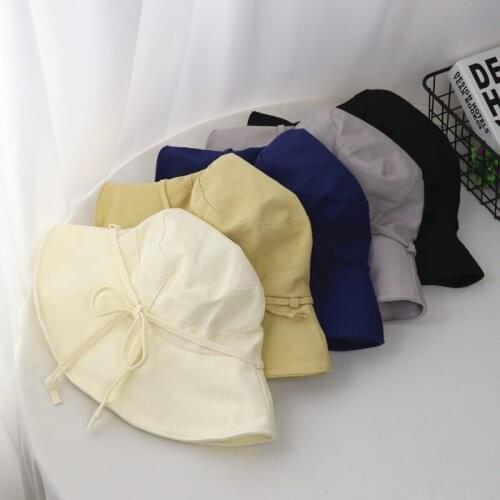 Hot Spring Summer Adult Foldable Bucket Hat Solid Color Round Top Fishing Sun Hat Outdoor Sunscreen Cotton Caps