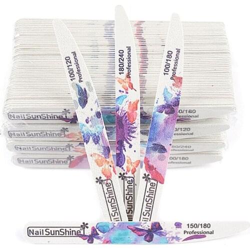 50pcs/Lot Wood Nail File 100/120/180/240 Strong Wooden Buffer Professional Buffing Block Straight Manicure Care Nail Art Tools