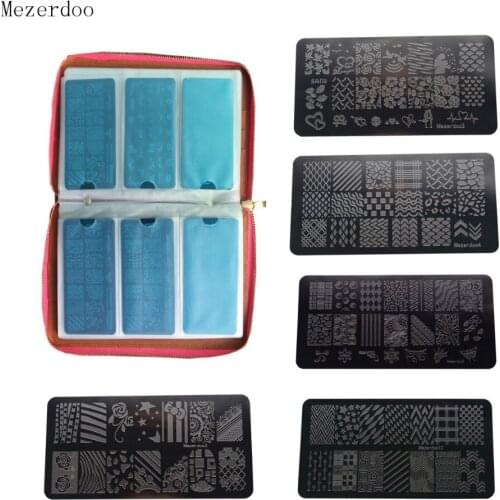 120 Slots PU Leather Nail Art Stamping Image Plate Case and 11Pcs Nail Art Templates Plates Manicure Nails Stencils 12pcs/lot