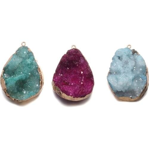 Natural Agates Stone Pendants Irregular Waterdrop Shape Crystal Agates Stone Charms for Jewelry Making Necklace Bracelet