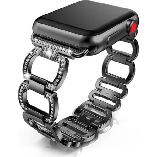Strap for Apple Watch Band 38mm 40mm 42mm 44mm series 5/4/3/2/1 iwatch band Diamond Rhinestone Metal bracelet Accessories