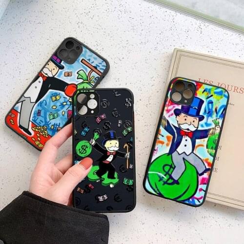 Luxury Cartoon Dollar Monopoly Phone Case Matte Transparent for iPhone 7 8 11 12 s mini pro X XS XR MAX Plus cover funda