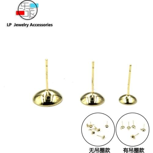 100pcs/lot 6mm 8mm 10mm simple DIY Alloy earrings pin accessories stud earrings assembly parts manual materials