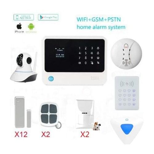 WiFi Alarm System Internet GSM Alarm System Home Alarm Security wireless ip camera Pet Immune PIR Motion Detector Alarm