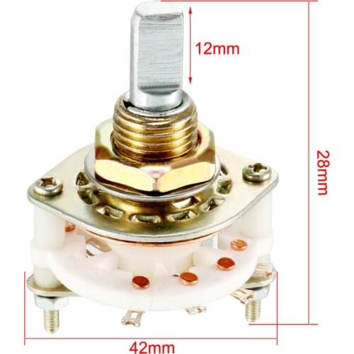 Uxcell 1PCS 2 Pole 3 Position Select table 1 Deck Band Channel Rotary Switch Selector 8Pin For Radio TV Industrial Machine 2P3T