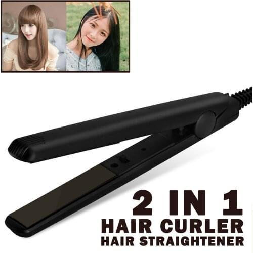 2 IN 1 Mini Hair Straightener Iron Chapinha Straightening Curling Ceramic Electronic Irons Hair Crimper Styling Tools 110~220V