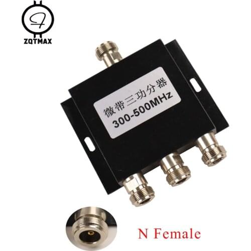 ZQTMAX Coaxial 1 to 3 Way Power Splitter 300-500MHz Signal Booster Divider N female divider walkie talkie use