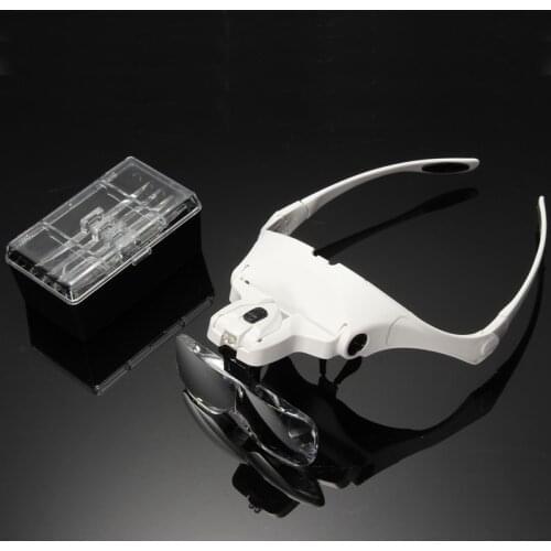 1.0X 1.5X 2.0X 2.5X 3.5X 5 Lens Adjustable Reading Jewelry Watch Loupe Headband Magnifying Glass Magnifier LED Light Lamp Tools
