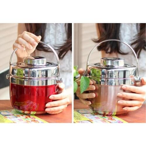 1PC Portable Lunch Boxs Thermal Insulation Food Containers Stainless Steel Metal School Kids Bento Box Dinner PK 005