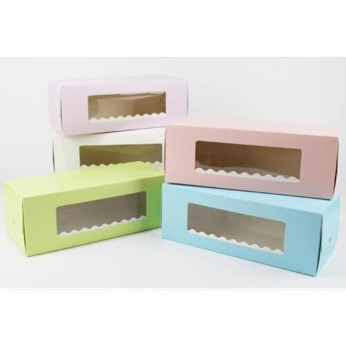 100pcs Thank You Window Towel Cake Box Swiss Roll Snow Crisp Nougat Baking Box Dount package paper wedding party Baby Show