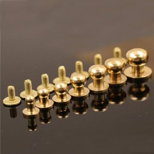 2pcs M9 M10 Leather art Pure copper Monk Head Luggage Accessories Nail Belt buckle brass Screw rivet bolt 7-10mm L thick 9-12mm