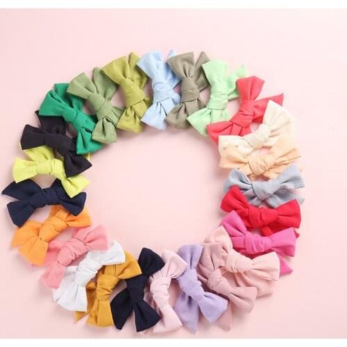 24pcs/lot New Fashion Handmade Knotbow Cotton Linen Hair Clips,Baby Girls Knot Bows Hairpins,School Girls Handtie Hair Accessory