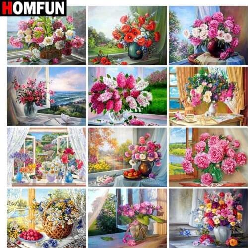 HOMFUN Diamond Painting Full Square/Round Drill 5D DIY "Flower scenery" Daimond Embroidery Rhinestone Cross Stitch Decor