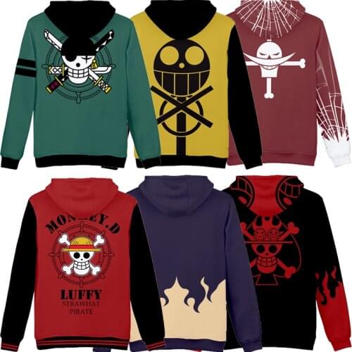 Anime One Piece Clothing Hoodie Sweatshirt Men One Piece luffy Coat Hooded Pullover Mens Boys Winter Long Sleeves Tops