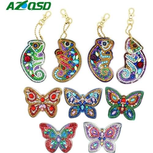 AZQSD 2019 New Special Full Drill Shaped Diamond Painting Keychain Diamond Embroidery Keyring Bag Diamond Mosaic Cross Stitch