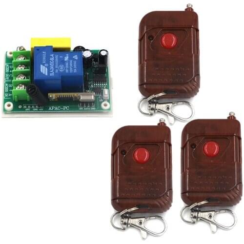 Free Shipping 1CH Remote Control Switch AC 220V 30A 3pcs Wooden Controller For Light Lamp ON/OFF SKU: 5331