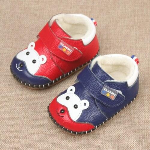 Baby Shoes Winter Girls Boots Kids Boys Plush Velvet Cotton Shoes Warming Sneakers Cowhide Soft Sole Child Infant Toddler Shoes