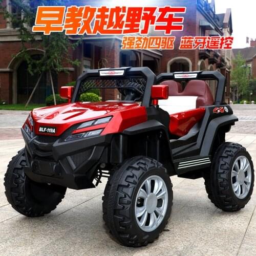 Childrens four-wheel drive electric car Swing remote control shock absorption electric SUV can drive sit Baby toy car