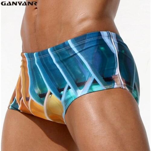 GANYANR Brand Mens Swimwear Brazilian Cut Classic Cut Men Swimsuits Swim Briefs Bikini Gay Surf Board Shorts Boxer Trunks