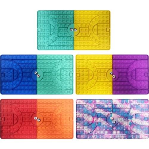Basketball Court Game Fidget Toy Rainbow Chess Board Push Bubble Popper Fidget Sensory Toys for Parent-Child Time Interactive