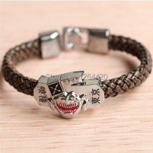 2015 Hot Japan Tokyo Ghou MooYen Kim Alloy Leather Rope Bracelets For Men or Women Wholesale 12pcs/lot