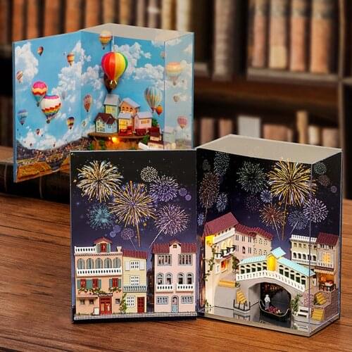 Miniature Handwork DIY Hot Air Balloon Water City Hut Handmade House Kids Gift