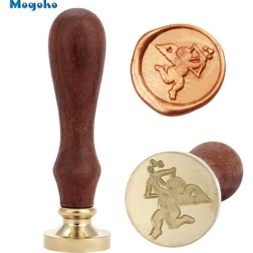 Mogoko 1pc New Wax Seal Stamp Retro Wood Classic Sealing Wax Seal Stamp Envelope Decorative Antique Stamp Cupid Pattern