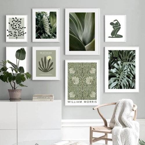 Monstera Plant Leaf Matisse Woman William Wall Art Canvas Painting Nordic Posters And Prints Wall Pictures For Living Room Decor