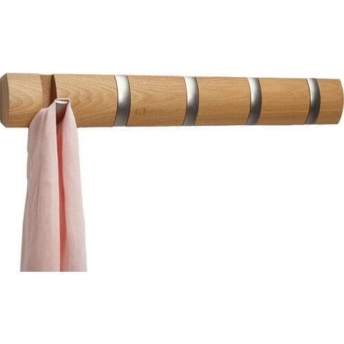 Solid wood wall hanger adhesive hook smooth corner creative wooden wall hanger behind door porch coat hook row