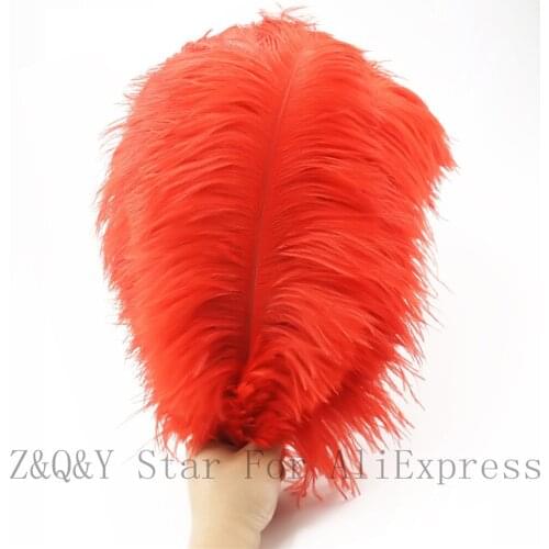 Natural beautiful 35-40CM (14-16 inches) ostrich hair 10-100 dyed red DIY craft jewelry clothing decorative feathers