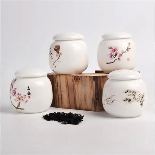 Small Ceramic Storage Jar With Lid Portable Tea Storage Jar Ceramic Seasoning Storage Container Moisture-proof Scented Tea Pot