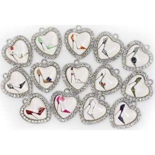 New Arrive 10pcs Mix Random Heart High Heel Shoe Charm Dangle Charms DIY Bracelet Necklace Pendant hanging charm jewelry