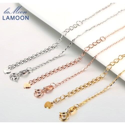 Lamoon Classic 40+5cm/40cm 925 Sterling Silver Rolo Chain Necklace for Woman CI004