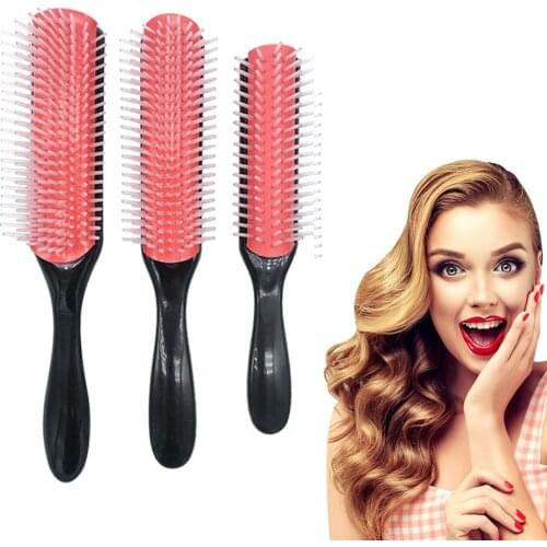 Hair Comb 9-Row Detangling Hair Brush Rat Tail Comb Styling Hairbrush Straight Curly Wet Hair Scalp Massage Brush Women