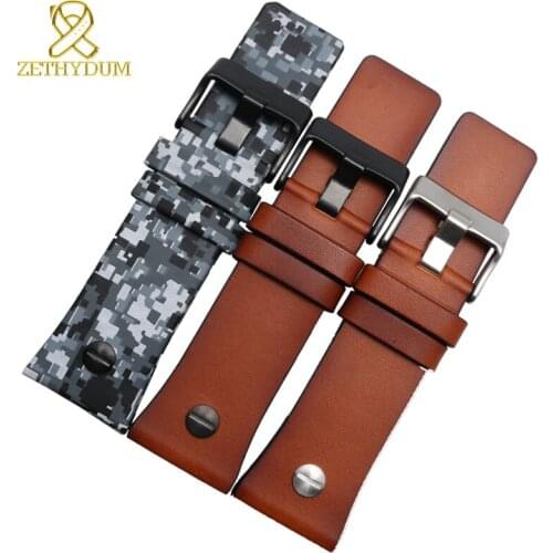 Genuine leather bracelet 28mm Restoring leather watch strap for diesel with nail wristwatches belt Camouflage color watch band