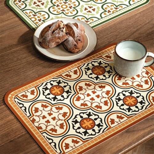 Vintage Luxury Leather Table Mat Modern Creative Romantic Western Food Insulation Pad Home Kitchen Table Decoration Accessories