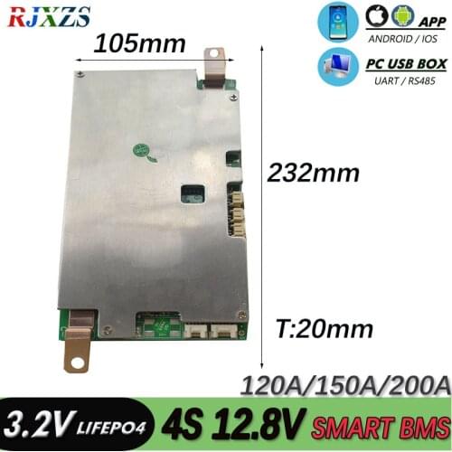 Smart BMS 4S 120A/150A/200A12V LiFePO4 PCM With Android bluetooth-compatible APP UART Software (APP) Monitor